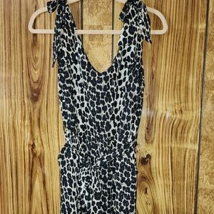 Leopard Print Sleeveless Romper - Size L NWT